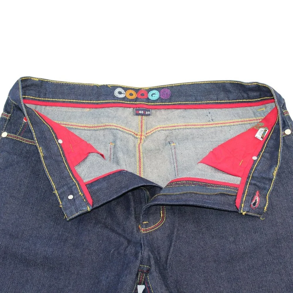 Vintage COOGI Sz 40X32 Y2K Embroidered Rainbow Colors Dk Wash Straight Leg Jeans - Picture 16 of 16